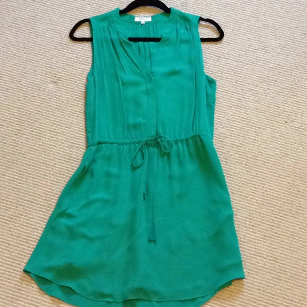 Emerald green 100% silk dress from Aritzia